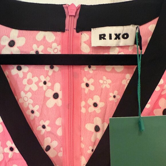 RIXO LONDON TANIA FLORAL PINK, BLACK, WHITE MIDI MAXI DRESS NEW WITH TAGS (NWT) - Picture 4 of 14